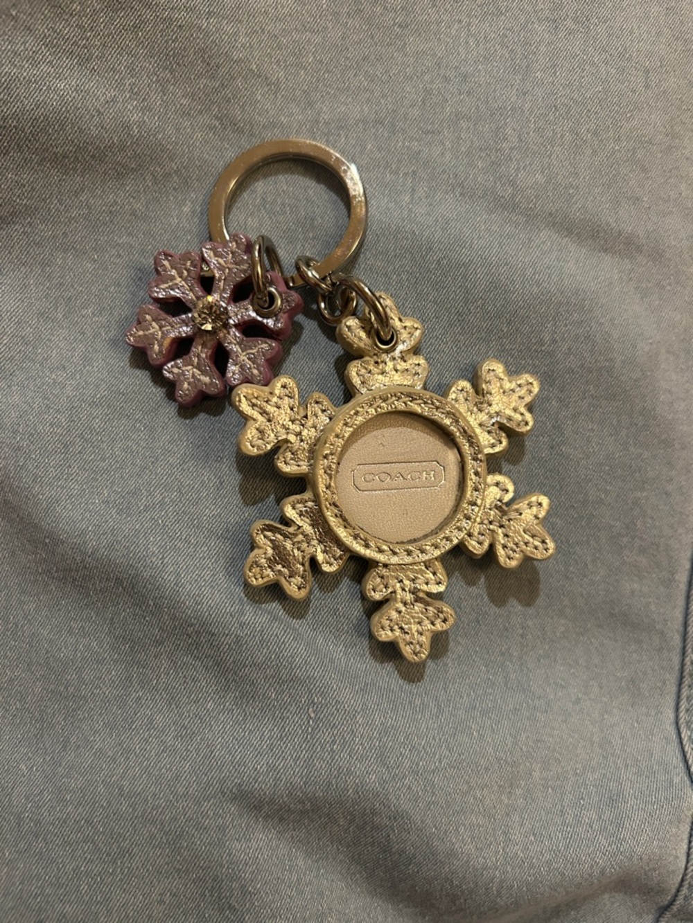 Coach Vintage y2k Purple Rhinestone and Silver Snowflake Key Charm